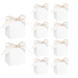 12Pcs Mini Gift Boxes with Ribbons, 7× 7× 5 cm Mini White Paper Gift Boxes for Party Favour