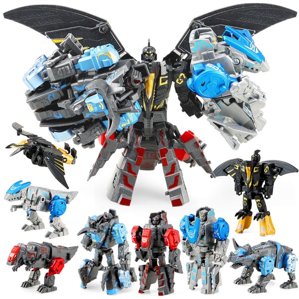 Getatoy Dinosaur Transforming Robot Toys with 11 Shapes: 4-in-1 STEM