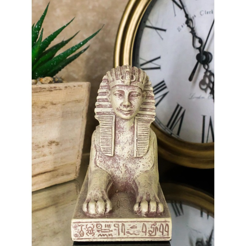Classical Egyptian Guardian Sphinx Figurine 4.25"L Androsphinx Lion Collectible