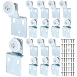 Blulu 16 Pack Sliding Closet Door Roller Kit Include Screws Wardrobe Door Rollers Hardware for Top Hung Bypass, 1/2 Inch and 7/8 Inch Offset