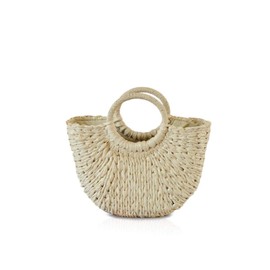 NICOLE&DORIS Handbag New Women Summer Beach Bag Handle Bag Rattan Straw Bag Woven Handbag for Lady Beige