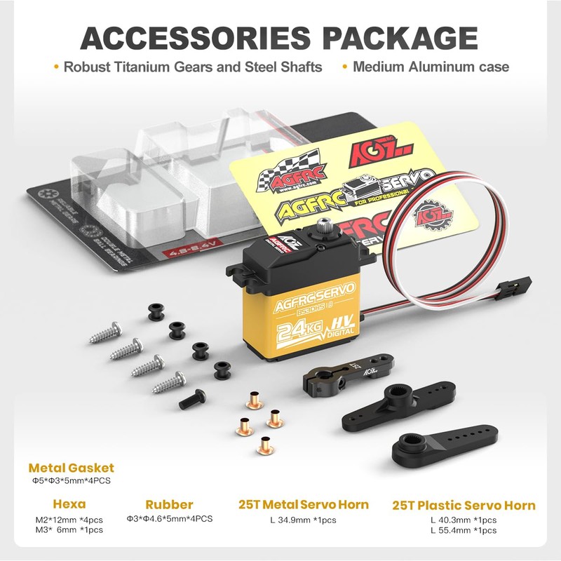 AGFRC 24KG Digital High Torque Servo Programmable Metal Gear Steering