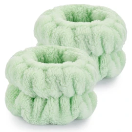 2 Pcs Wrist Bands for Washing Face-Dorbetar, Microfiber Wrist Towels for Washing Face, Spa Wristbands for Washing Face, Face Wash Wristbands, Arm Bands for Washing Face for Woman and Children（Green）