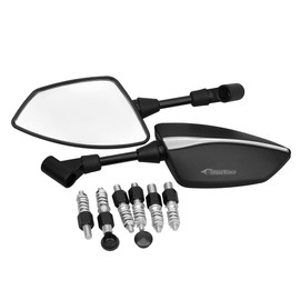 Motorcycle rearview mirror with positive and opposite 8MM 10MM threaded bolts, HD+360° Adjustable Motorcycle Mirrors suitable for motorcycles, scooters, off-road vehicles, cruisers, ATV (Titanium)