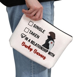G2TUP Bucky Inspired Gift Single Taken Mentally Dating Bucky Makeup Bag Winter Soldier Cosmetic Bag Barnes Fan Club Gift (Dating Bucky MB)