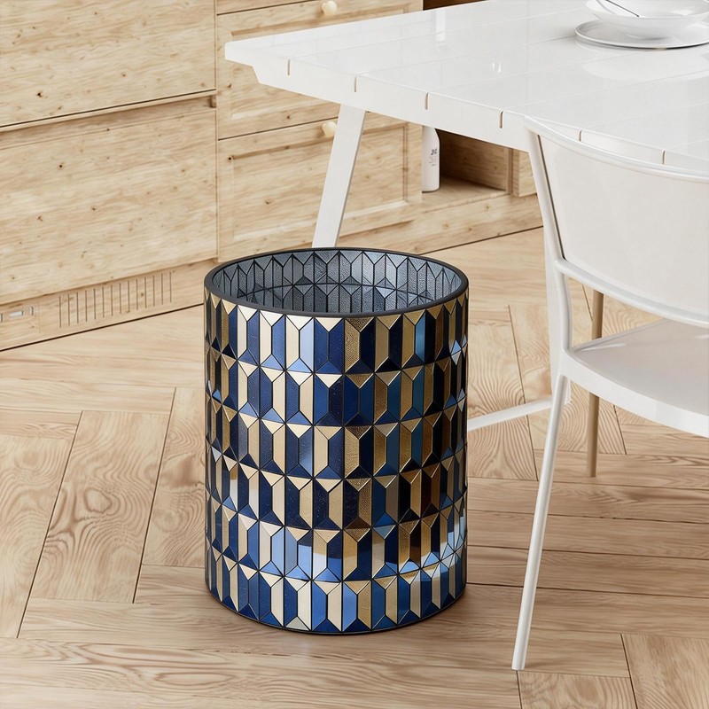 Escenzy Modern Bathroom Trash Can Mosaic Glass 5L | Decorative