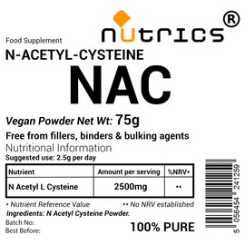 Nutrics® 75g NAC N Acetyl Cysteine Powder - 100% Pure - Free from fillers Binders & Bulking Agents - N Acetyl L CYSTEINE (75g)