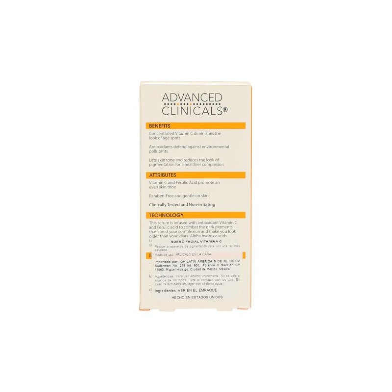 ADVANCED CLINICALS SUERO FACIAL VITAMINA C ANTIEDAD ACLARANTE CON ACIDO