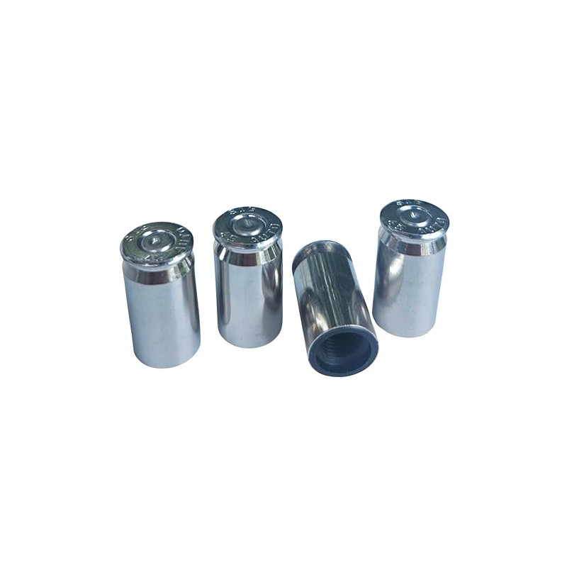 Real .45 Caliber Nickel Casing Valve Stem Tire Caps, Once-Fired