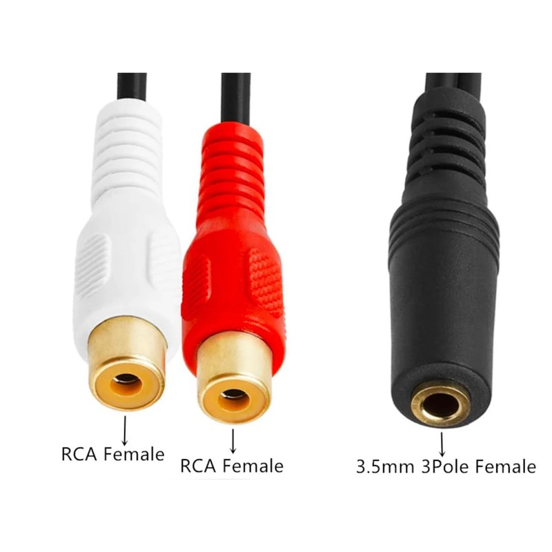 innov8 3.5mm AUX Female to Dual RCA Female Phono Stereo