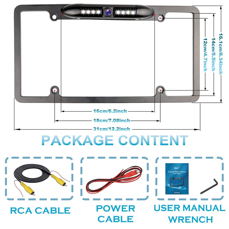 License Plate Backup Camera HD Night Vision Rear View Camera