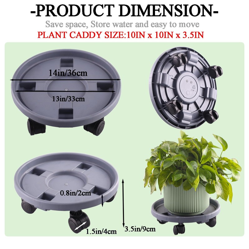 Rolling Plant Stand with Wheels 5 Pack 14 Inch Plant