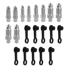 Pack of 10 Hollow Screw Bleeding Screw with Cap for Motorcycle Master Brake Cylinder Brake Caliper (M6 x 1 mm, M7 x 1 mm, M8 x 1.25 mm, M10 x 1 mm, M10 x 1.25 mm), with Nipple Dust Cap for Motorcycle