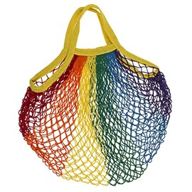 MIJOMA Shopping Net Shopping Bag Carry Net Made of Cotton, Reusable, Environmentally Friendly, 40 x 60 cm, 15 kg Load Capacity, for Grocery Shopping (Rainbow)