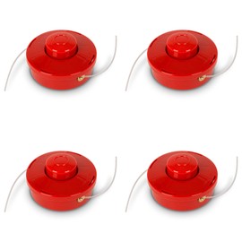 EBERTH 4 x thread head (4 pieces), thread M10 x 1.25 left, wire thickness 3 mm, wire length 2.3 m, with automatic tap, thread cutter, replacement part for grass trimmer, brush cutter, thread spool,