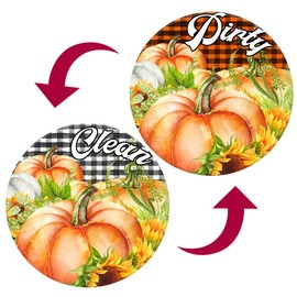 Dishwasher Magnet,Clean Dirty Sign Indicator- Double Sided Magnet with Magnetic Plate, Kitchen Dish Washer Refrigerator Reversible Indicator Buffalo Pumpkin