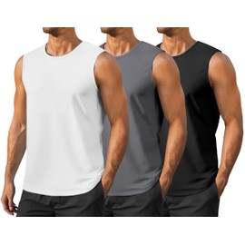 Men's Gym Tank Top Quick Dry 3 Pack Sleeveless Muscle Shirts Sun Protection UPF50+ Running Workout Tank Tops