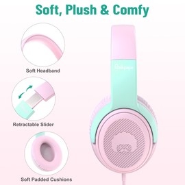 Rockpapa Share 1 Kids Headphones, Wired Headphones with Microphone, 85/94dB Volume Limited, Sharing Function, Foldable, Adjustable, Childrens Headphones Over Ear for School/Travel/Phone/PC/MP3