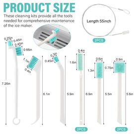 10 Pcs Ice Machine Cleaner Brush Set, Pipe Brush Nylon Bristles Crevice Cleaning Brushs, Portable Ice Maker Cleaning Tools for Crevice & Tight Spaces