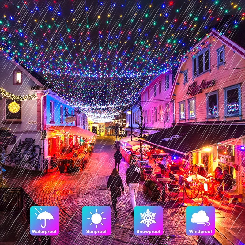 Extra-Long 288FT 800LED Solar Fairy String Lights, 4-Pack 72FT 200