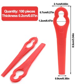 SVUPUE Grass Trimmer Blades, 100 Pcs Plastic Grass Trimmer Blades, 85 mm Plastic Garden Mower Blades, Grass Trimmer Replacement Blades, Lawn mower Blade Replacement, for Lawn Mowers and Trimmers