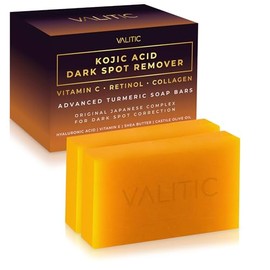 VALITIC Barras de jabón eliminadoras de manchas oscuras de ácido kójico con vitamina C, retinol, colágeno, cúrcuma, complejo japonés original infundid