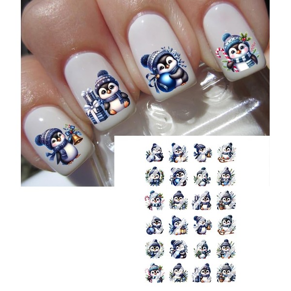 Christmas Winter Penguin Nail Art Decals - Waterslide Nail Decals