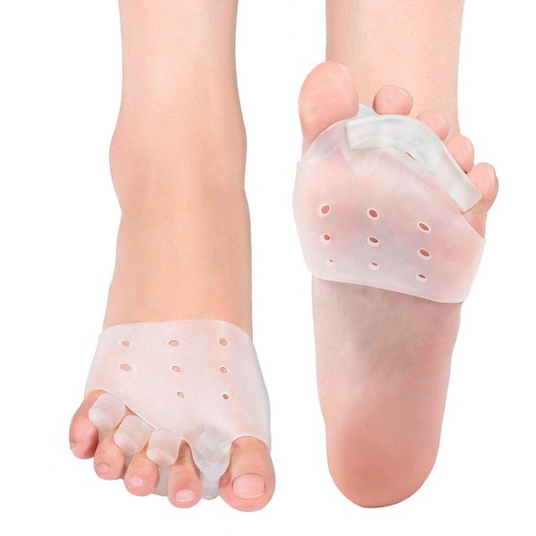 2 Pairs Gel Toe Separators Metatarsal Pads Kit, Toe Stretcher Bunion Spacer for Orthotic Overlapping Toes, Hammer Toes, Bunion Pain Relief for Barefoot, Wear in Socks or Shoes Reduce Foot Pressure