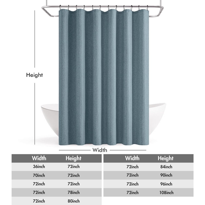 ANRODUO Linen Shower Curtain, Fabric Shower Curtain with 12 Metal
