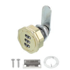 PATIKIL 組み合わせカムロック 亜鉛合金 キーレス 3桁パスワード ファイルキャビネットロック 1-3/16" シリンダー クロム仕上げ セキュリティロック ドロワー カップボード 金色