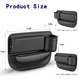 Car Seat Gap Filler, Leather Cup Holder Gap Bag, Adjustable Car Seat Storage Box with Cup Holder, Universal Seat Gap Organizer for Glasses Phones Keys and Cards (Brown, Driver's Seat)
