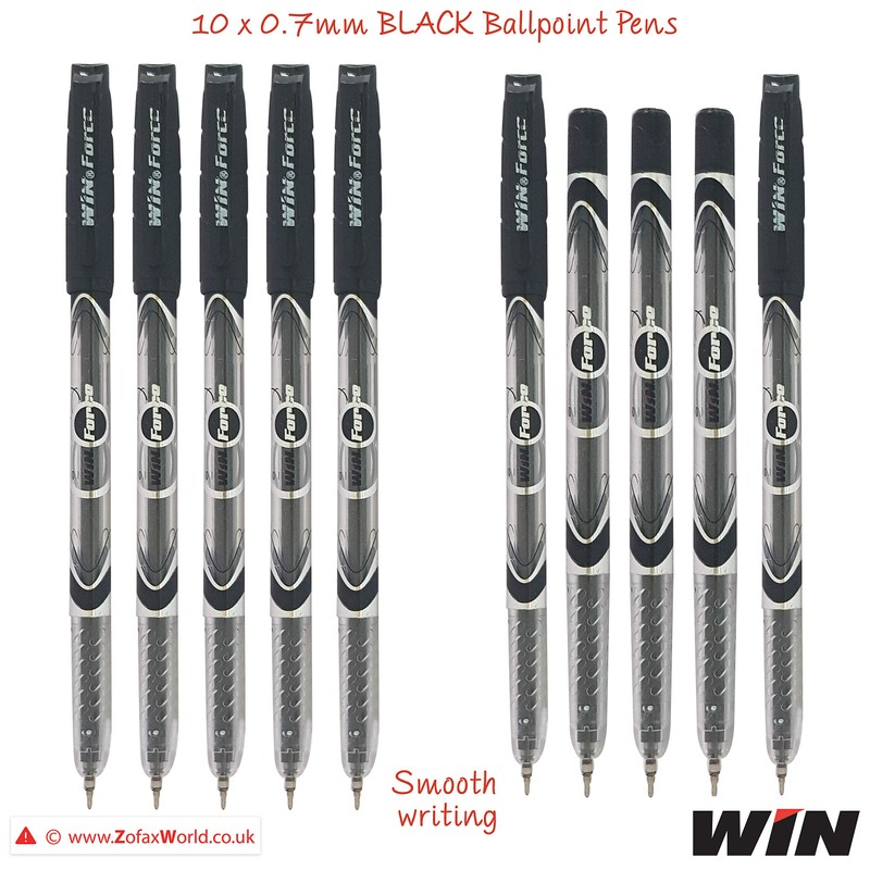 WIN 10 x 0.7mm Tip Ball Pens Force Smooth Biros