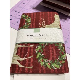 David Textiles Christmas Fabric Deer Wreaths Holiday 1 Yard New