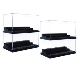 Minifigure Display Case for Action Figures Blocks, Dustproof Acrylic Display Box Storage with 3 Movable Steps for Collection Models Minifigures, Bricks Blocks Toys
