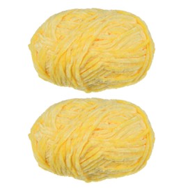 HARFINGTON 2Skeins Velvet Yarn Chenille Yarn 2x100g/7.1oz 174 Yards Total Length #6 Super Bulky Polyester Soft Blanket Yarn for Knitting Weaving Scarf, Yellow