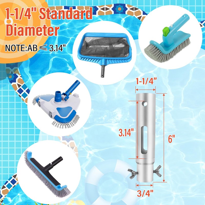 ACTREY Telescopic Pool Pole,12FT Extendable Pool Pole,Heavy Duty Aluminum Telescoping