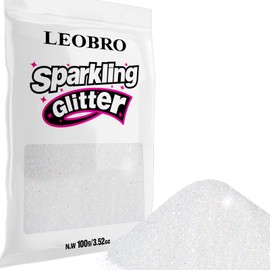 LEOBRO White Glitter, 100 g / 3.5 oz Holographic Fine Glitter for Crafts, Resin, Flowers, DIY Jewelry Party Decorations