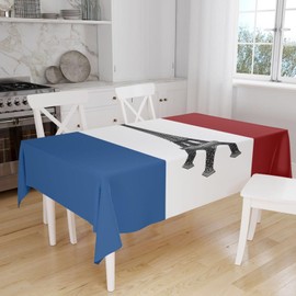 France Flag Tablecloth - Patriotic Tablecloth France | Thick Fabric Reusable Kitchen Table Clothing | French Theme Tablecloth, Polyester & Gabardine French National Day Table Decorations for Parties