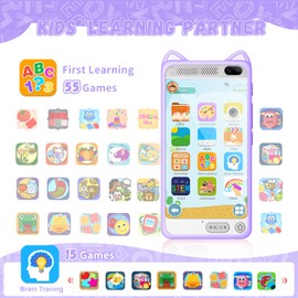 Kids Toy Smartphone, 3.97" Touchscreen HD Dual Camera Kids Toys Phone with Music Player, 2000mA Toddler Toy Learning Phone with Games, Front Camera, Pretend Play Smartphone（Purple）