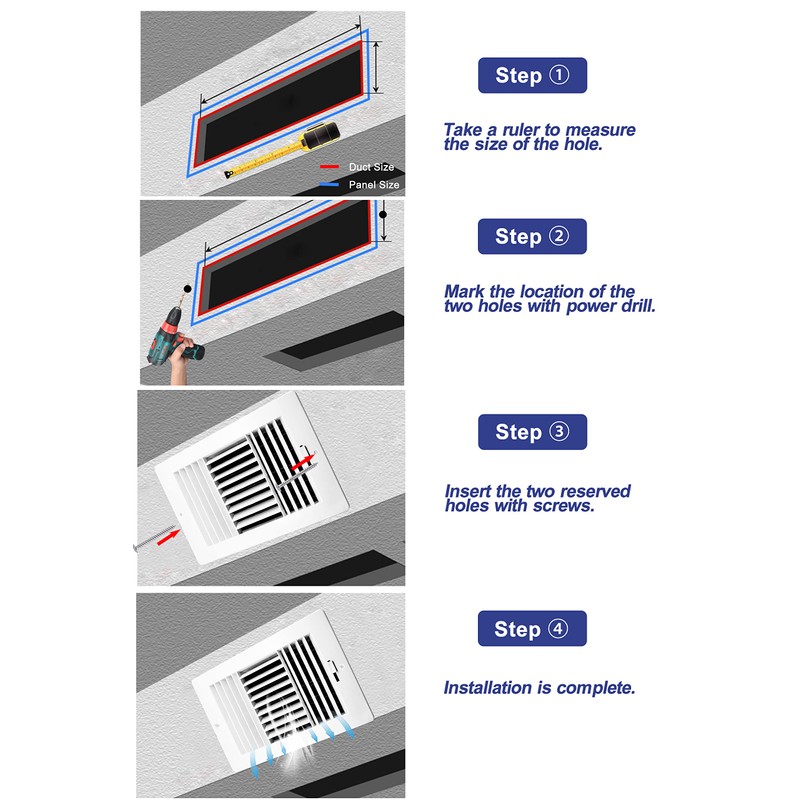 10"x6" Air Vent Cover Ceiling Register,LouanXpert Wall Vent Three-Way Plastic