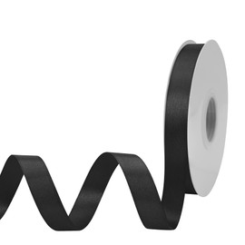 BVIEAKD Black Satin Ribbon 5/8 Inch x 50 Yards Double Faced Solid Color Ribbon for Crafts Weddings Bow Making & More