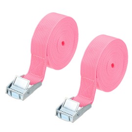 PATIKIL 1" x 13 ft Lashing Strap with Buckles, 2 Pcs Cam Buckle Tie Down Straps Adjustable Heavy Duty Secure Cinch Straps Up to 551 lbs for Cargo Kayak Bicycles, Pink