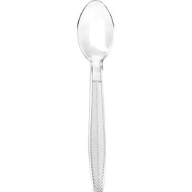 Signature Packaging - Re-usable Plastic Dessert Spoons 100 Pack - Heavy Duty Party Cutlery