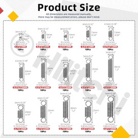 Hilitchi 150Pcs 15Sizes Extension Spring Assortment Kit Extension Spring Stainless Steel Springs Assorted Size Small Springs Compression Tension Springs for Repairs Maintenance