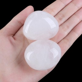 GUJOXILA 1.6"-2" Clear Quartz Crystal Large Polished Healing Crystals Gemstones Nature Tumbled Pocket Spiritual Crystal Gifts Reiki Divination Meditation Plam Stone 1pcs