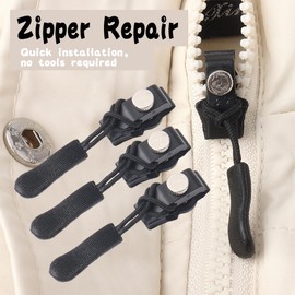 Zip Zipper, Pack of 12 Universal Zip Repair, 3 Models Zipper for Zip, Zip Replacement for Jacket, Luggage, Backpacks, Travel, Practical Accessories