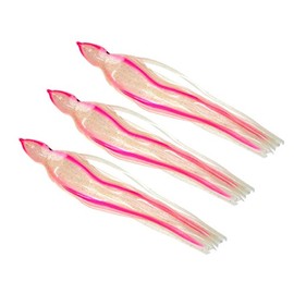 ColdTuna 8.5 Inch Squid Octopus Skirt - Silhouette with Pink Stripe (3 Skirts)
