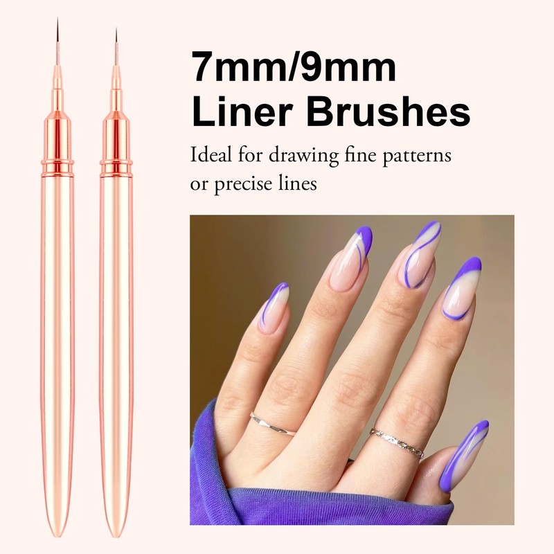 LEDSUUEI Nail Art Liner Brushes（Gold）