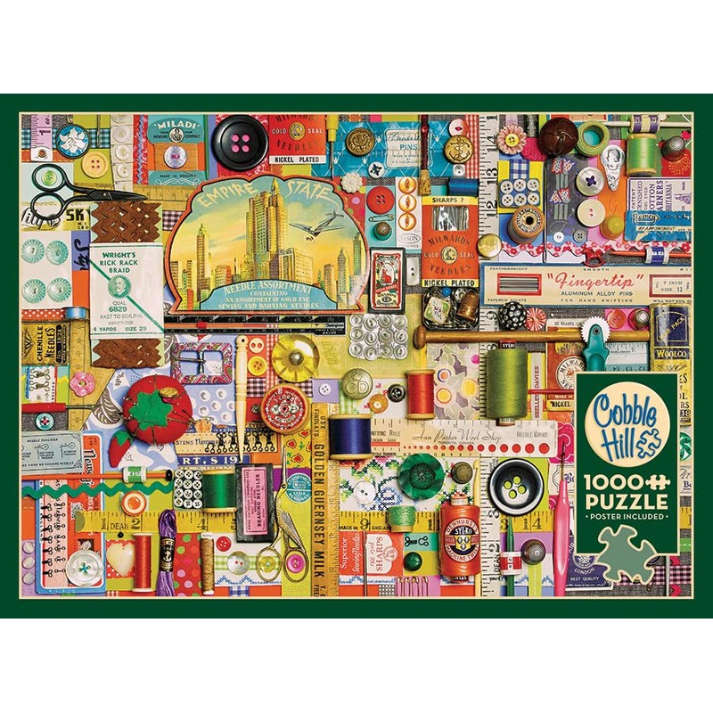 Cobble Hill 1000 Piece Jigsaw Puzzle - Sewing Notions -