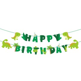 GLASNES Dinosaur Birthday Banner, Dinosaur Theme Birthday Party Decorations for Kids' Birthday Party, Baby shower